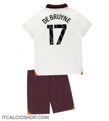 Manchester City Kevin De Bruyne #17 Seconda Maglia Bambino 2023-24 Manica Corta (+ Pantaloni corti)